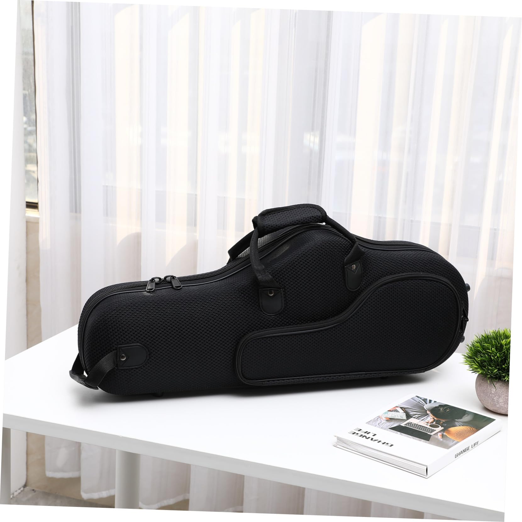 Custodia per Sassofono Contralto Leggera Portatile con Cinghie Rimovibili | Tessuto Oxford Nero, Grande Capacità, Tracolla Regolabile, per Scuole e Studi Musicali