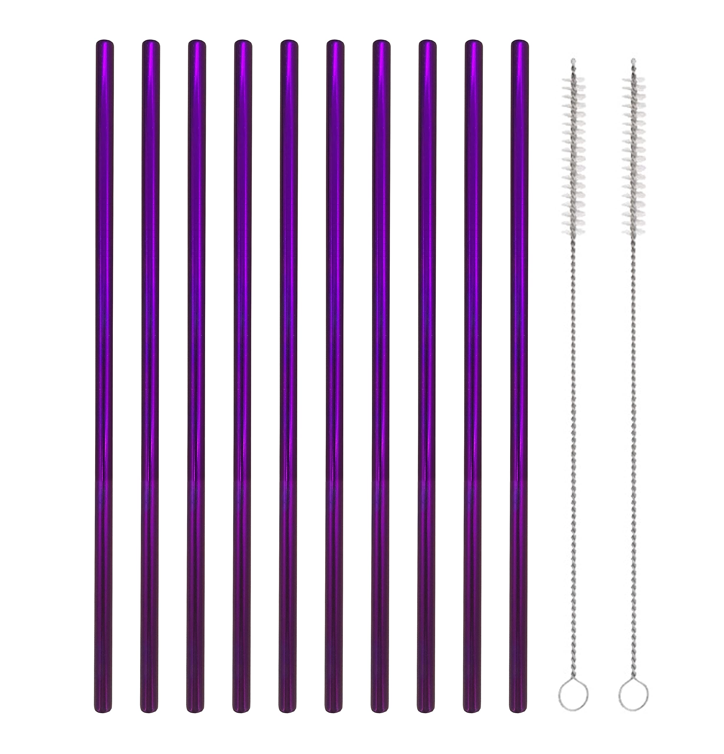 Pailles en acier inoxydable réutilisables lot de 10 pailles droites en métal violet 21,6 cm