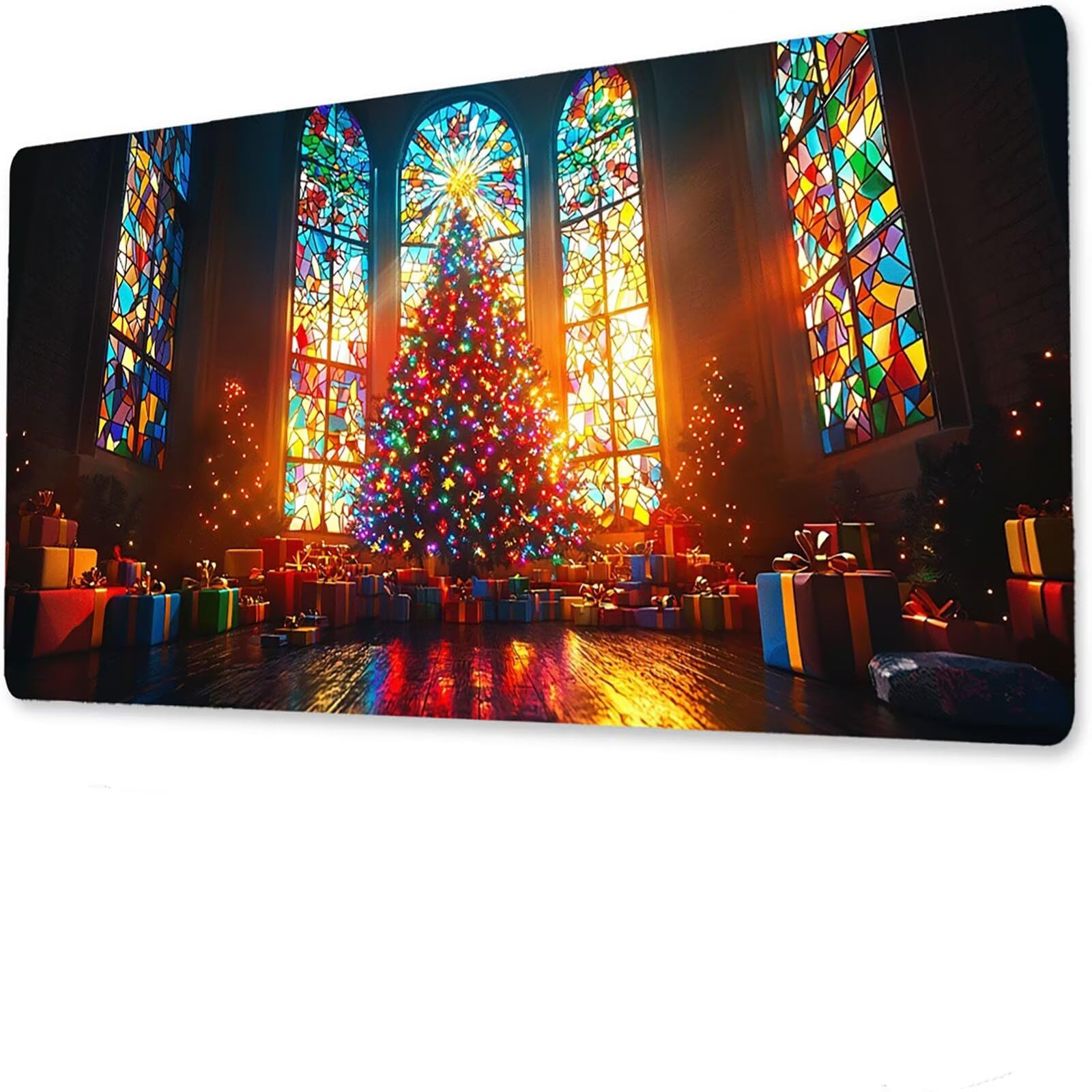 Podkładka pod mysz choinkową matowa, podkładka pod mysz do gier XXL 1200 x 600 x 5 mm, podkładka na biurko dla graczy, bardzo duża bezszwowa mata na stół dla graczy, antypoślizgowa podstawa