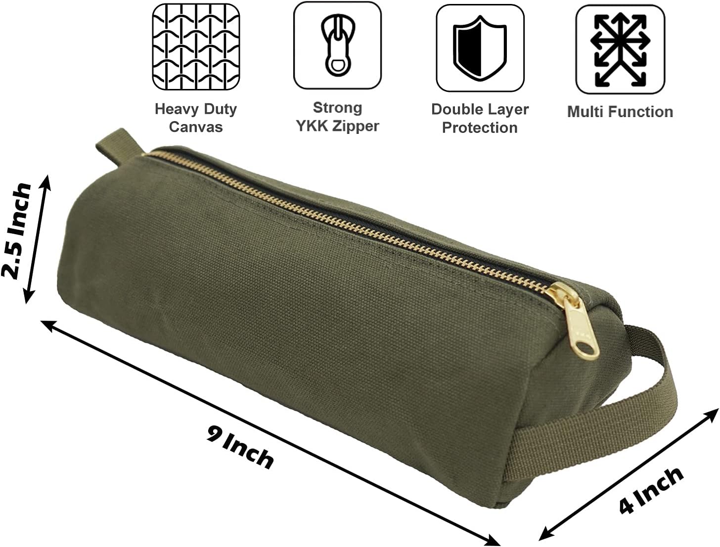 Rough Enough Small Tool Bag Pouch Case Box with Zipper Handle Canvas