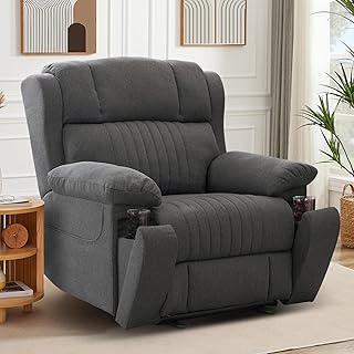 Fernsehsessel Elektrisch Verstellbar Massagesessel Mit Liegefunktion Vibration Heizung Relaxsessel Mit Versteckte GeträNkehalter Typ C & USB-AnschlüSse Tv Sessel FüR Wohnzimmer (Grau)