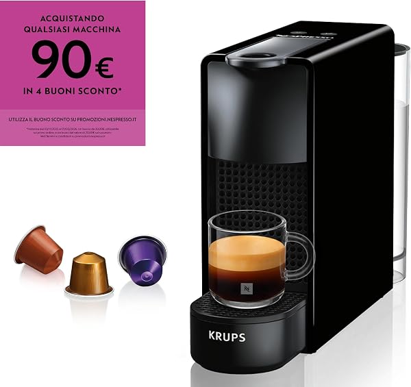 Nespresso Krups Essenza Mini - Macchina da Caffè a Capsule, Nero, 33 x 8.4 cm x 20.4 cm - 2