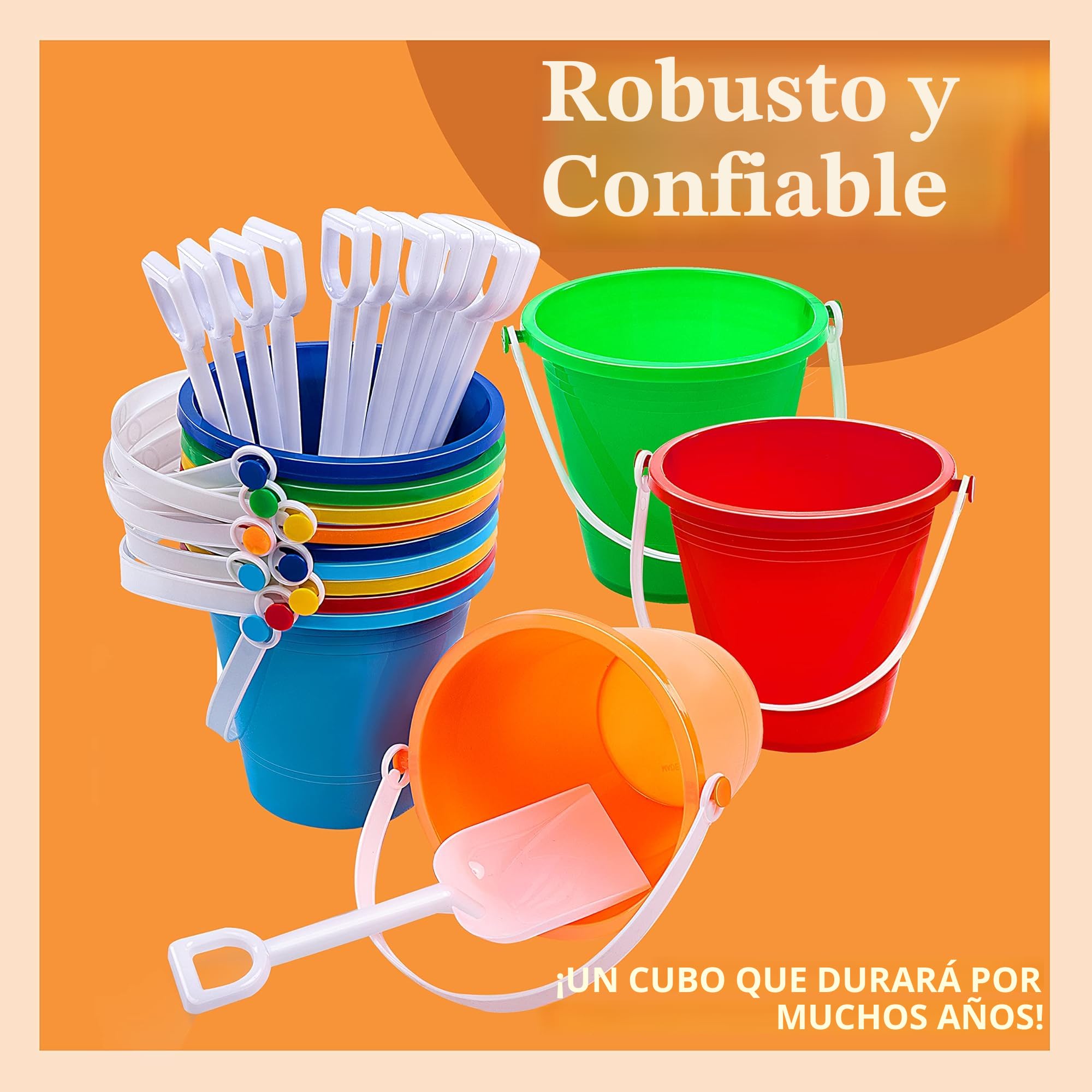 Juego De 6 Cubos De Playa De Plástico Resistentes – Multiusos Para Arena, Agua, Pintura Y Almacenaje