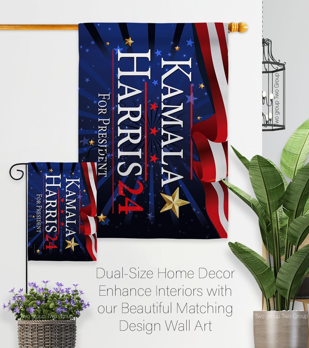 Kamala Harris Stars and Stripes Flag Patio Decor Home Yard Sign Wall Room Tapestry Porch Poster Rally Shooting 2024 President 47 MAGA Garden Patriotic Outdoor Decorations Democrat Gift Made In USA