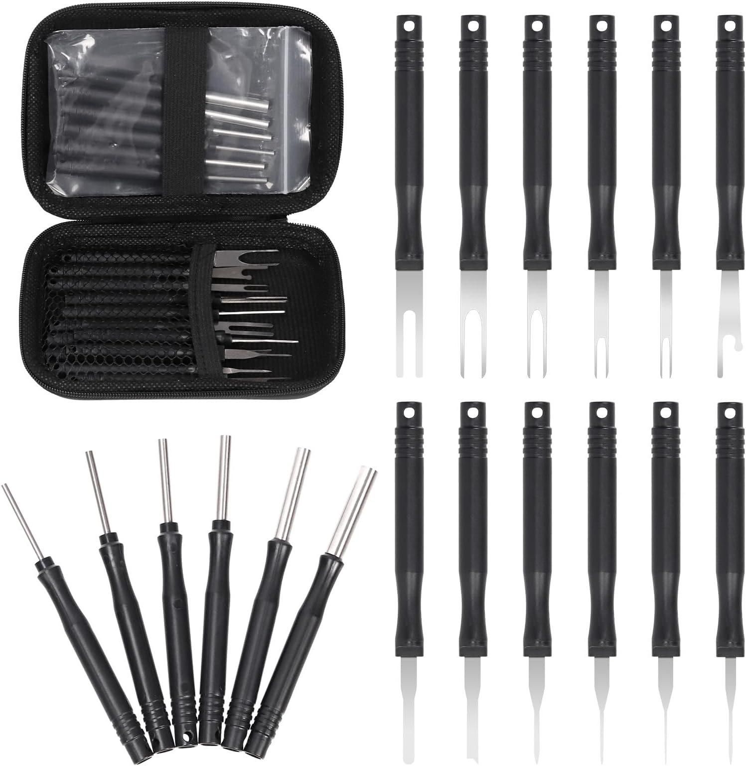 Tanstic 18Pcs Terminal Removal Tool Kit, Pin Extractor Tool Set Electrical Connector Depinning Tool for Most Connector Terminal