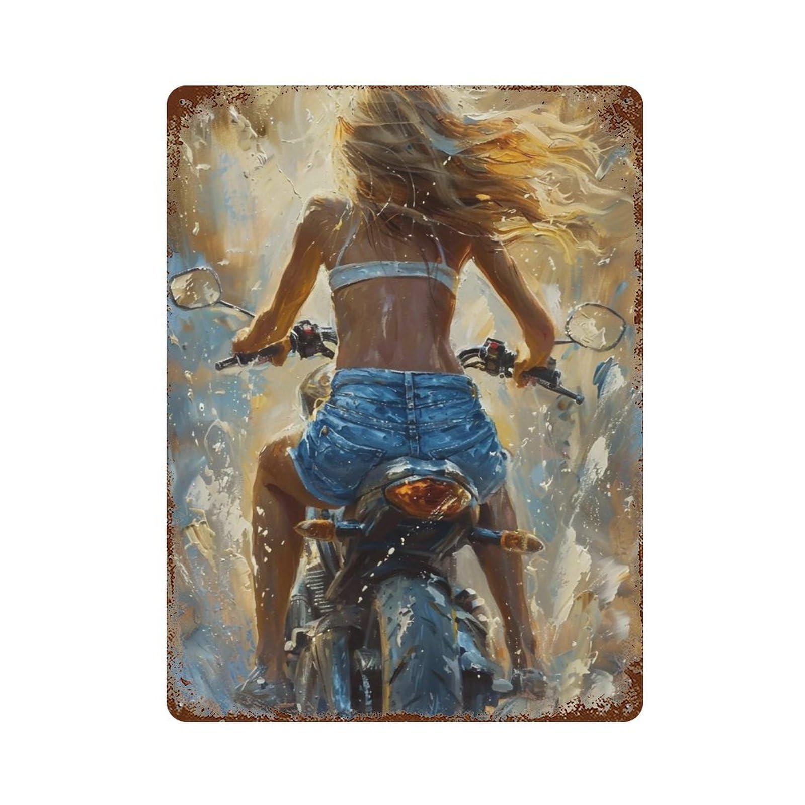 FHUYEURHRY Motorcycle Rider 03 Wall Decor Retro Iron Vintage Art Metal Tin Sign Poster Modern Home Cofffee Club Art Bar Shop Decorations Style 40x30cm