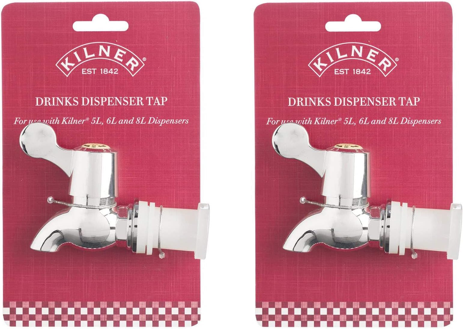 Kilner Drinks Dispenser Tap for 5, 6, and 8 Liter Silver (Pack of 2)