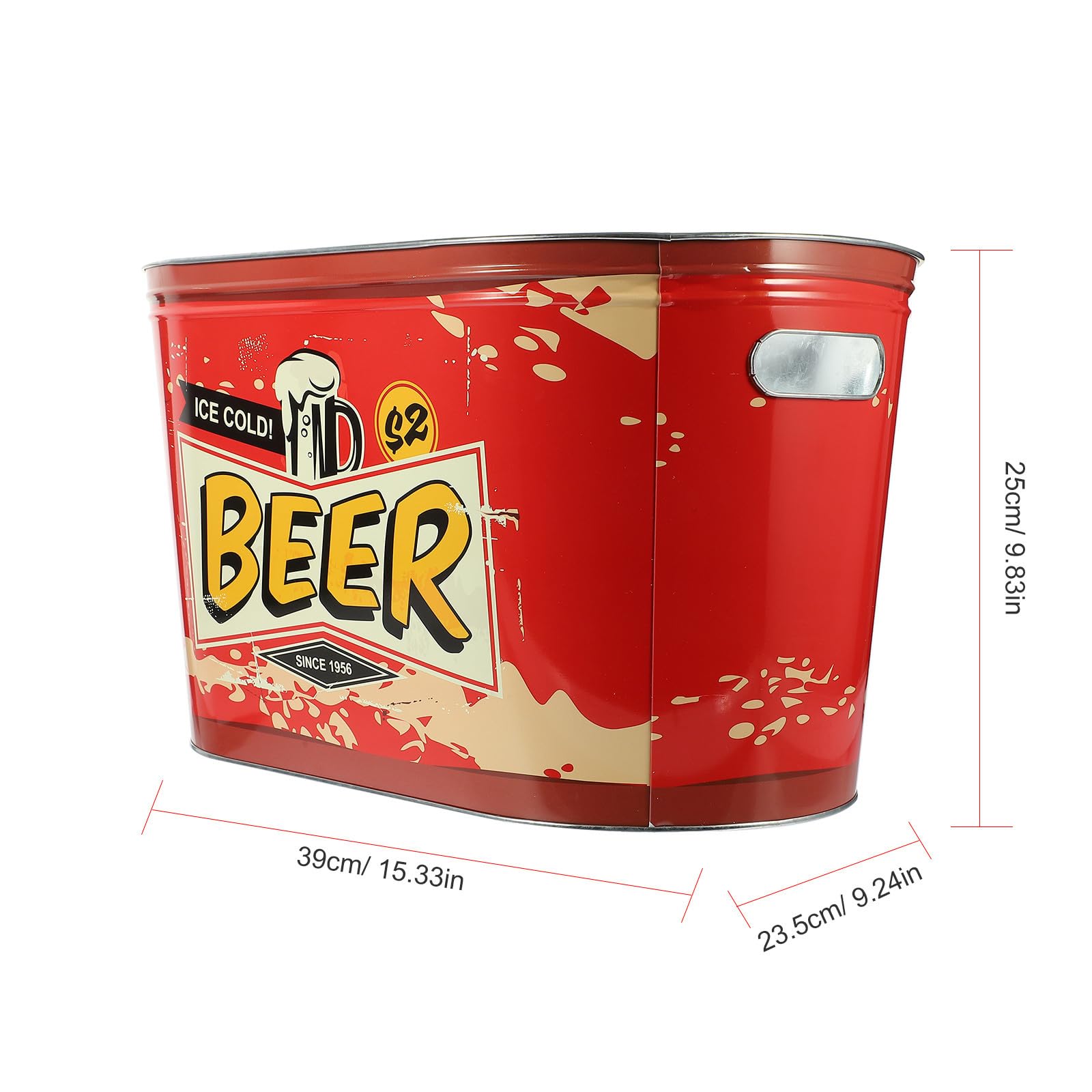 Cubo de Hielo de Hierro Rojo para Bebidas, Vino y Cerveza en Fiestas