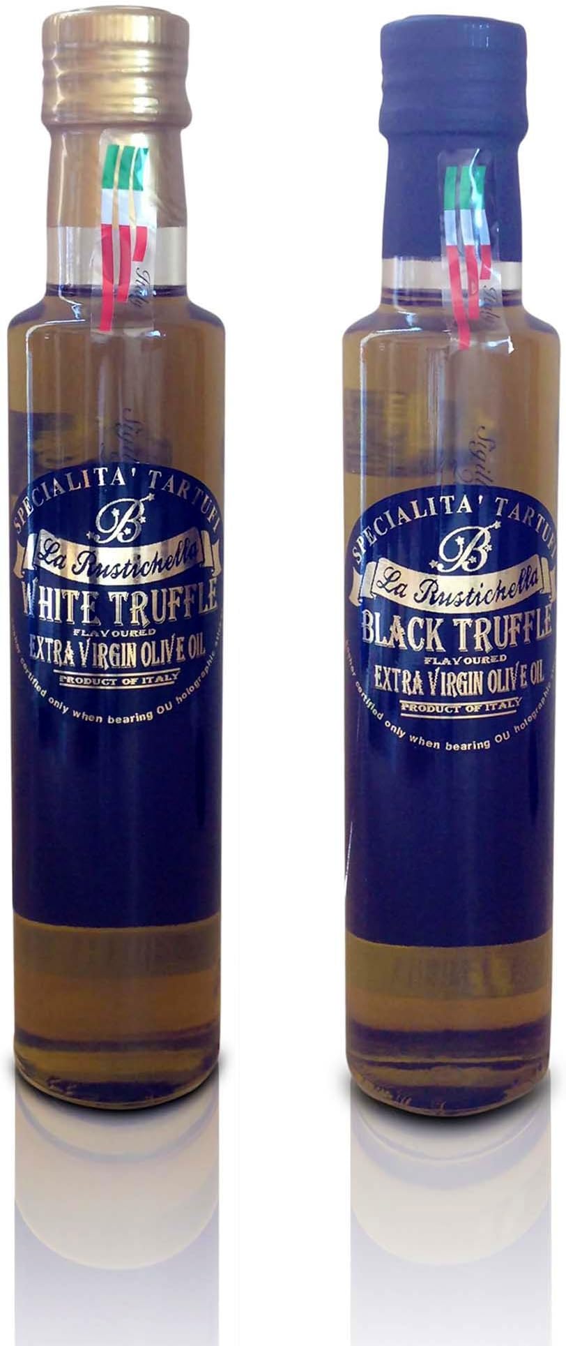 La Rustichella - Truffle Olive Oil - Large White and Black Variety Pack (2 pack) (250 ml, 8.4 fl oz each) - Kosher
