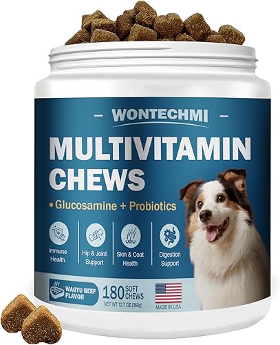 Multivitamínico para perros, glucosamina condroitina para perros, aceite de krill, probióticos, vitaminas y suplementos para perros para corazón,