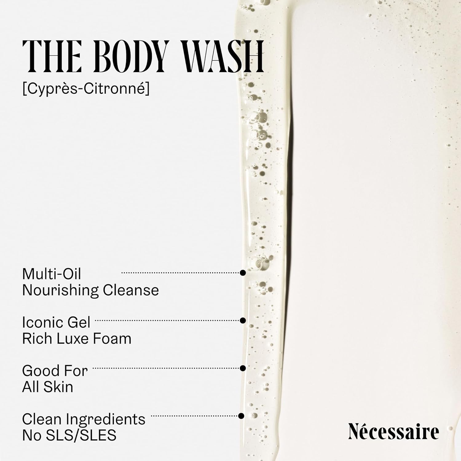 Nécessaire The Body Wash Cyprès-Citronné - Multi-Oil Shower Gel Body Wash for Women + Men. Non-Comedogenic + Hypoallergenic for Sensitive Skin with Niacinamide. 500ml/16.9 fl oz