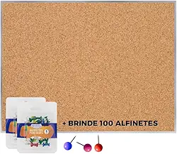 Quadro Cortiça Avisos 120x90 Moldura Alumínio + 100 Alfinetes