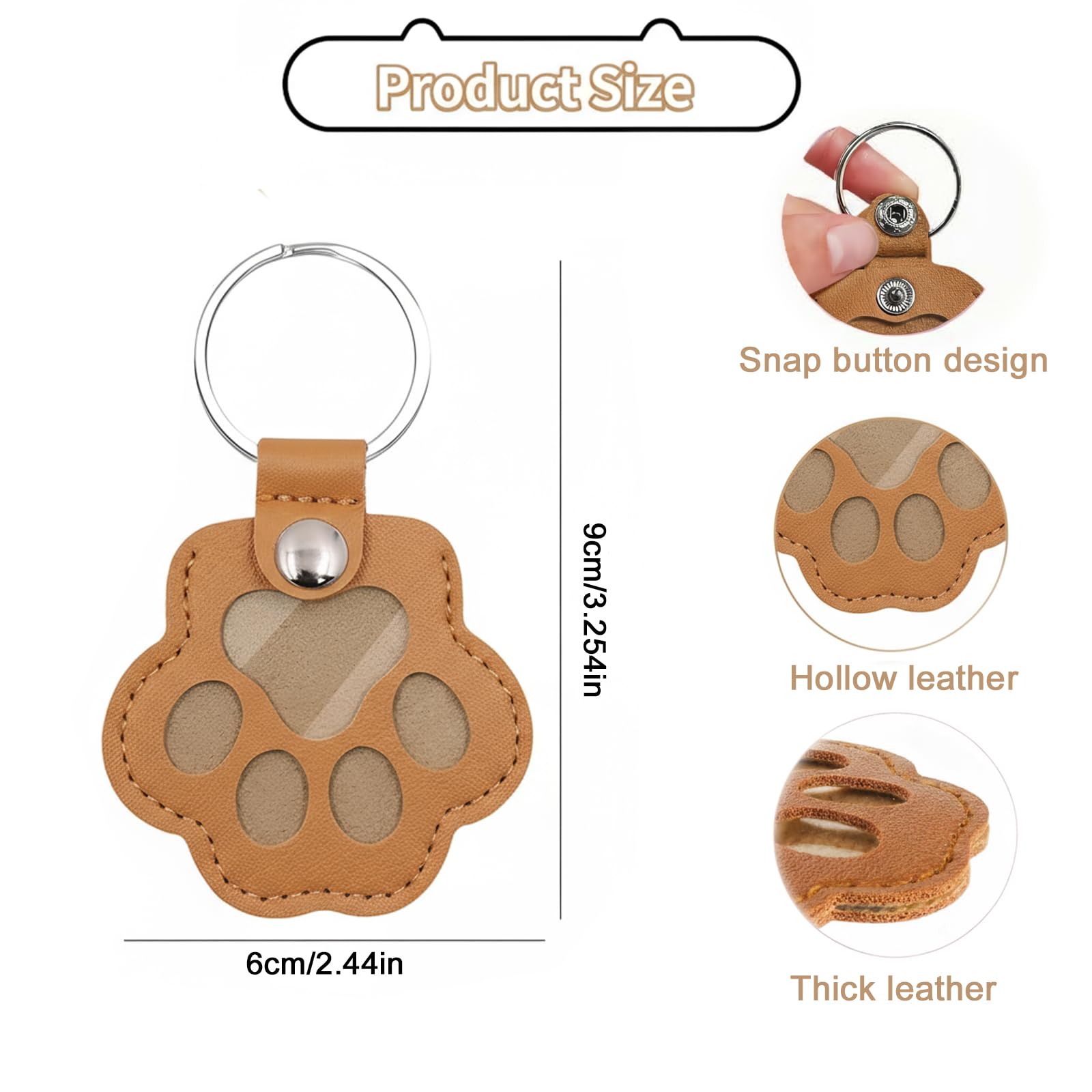 Portachiavi A Forma Di Zampa In Pelle - Con Scatolina Trasparente Per Conservare Peli Di Cane O Gatto - Regalo Perfetto Per Chi Ama Gli Animali