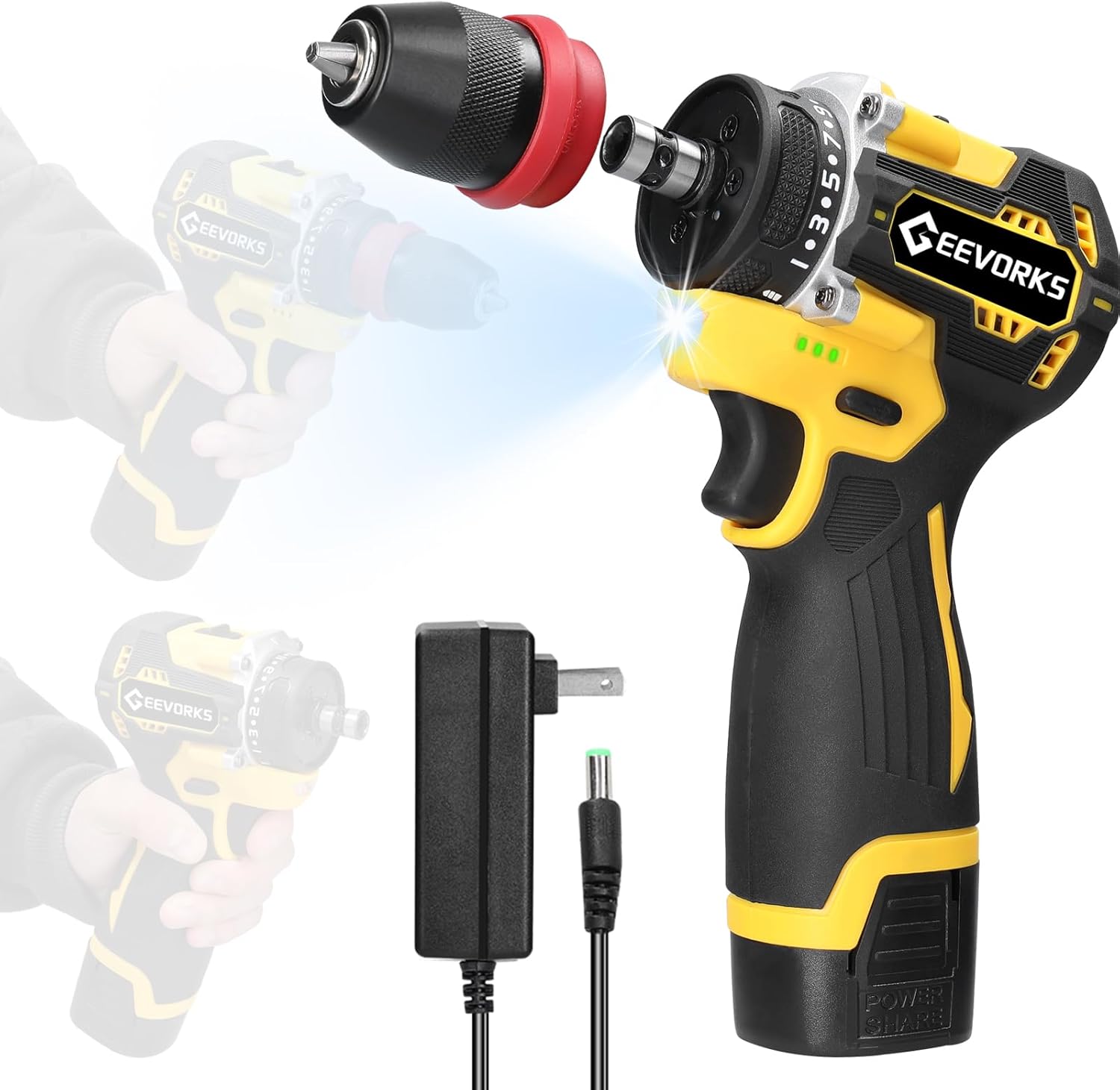 16.8V 2in1 Lithium Drill Electric Screwdriver Multi-function Power Tool 45Nm Torque Brushless Motor Practical Screw Driver for Home Appliances Furniture Installation Automotive Electronics