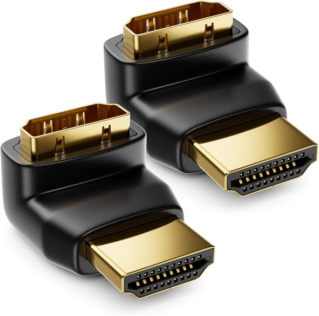 deleyCON Adapter kątowy HDMI 90° 2 sztuki w zestawie - HDMI typ A gniazdo i wtyk - 4K Ultra HD UHD 3D Full HD 1080p HDR ARC Highspeed with Ethernet