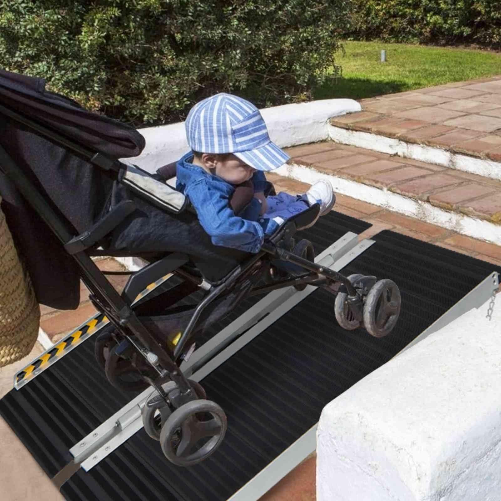 Rampa De Escalada Auxiliar Móvil For Silla De Ruedas De 3 Pies/4 Pies/5 Pies/6 Pies, Rampa De Umbral De Aluminio Portátil Con Placa De Transición, Rampas Telescópicas For Scooter De Movilidad For Esca