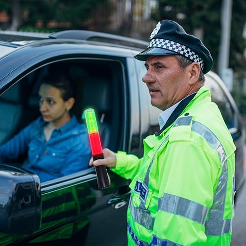 Miniatura 3 de iplusmile Bastón de tráfico LED con luz verde roja recargable para control de estacionamiento, conciertos, señalización de emergencia y seguridad al