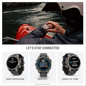 Garmin fenix 8 Pro، 51 مم، شاشة AMOLED، ساعة ذكية GPS متعددة الرياضات متصلة متميزة، تقنية inReach، ياقوت، تيتانيوم مع شريط جرافيت/سيليكون أسود