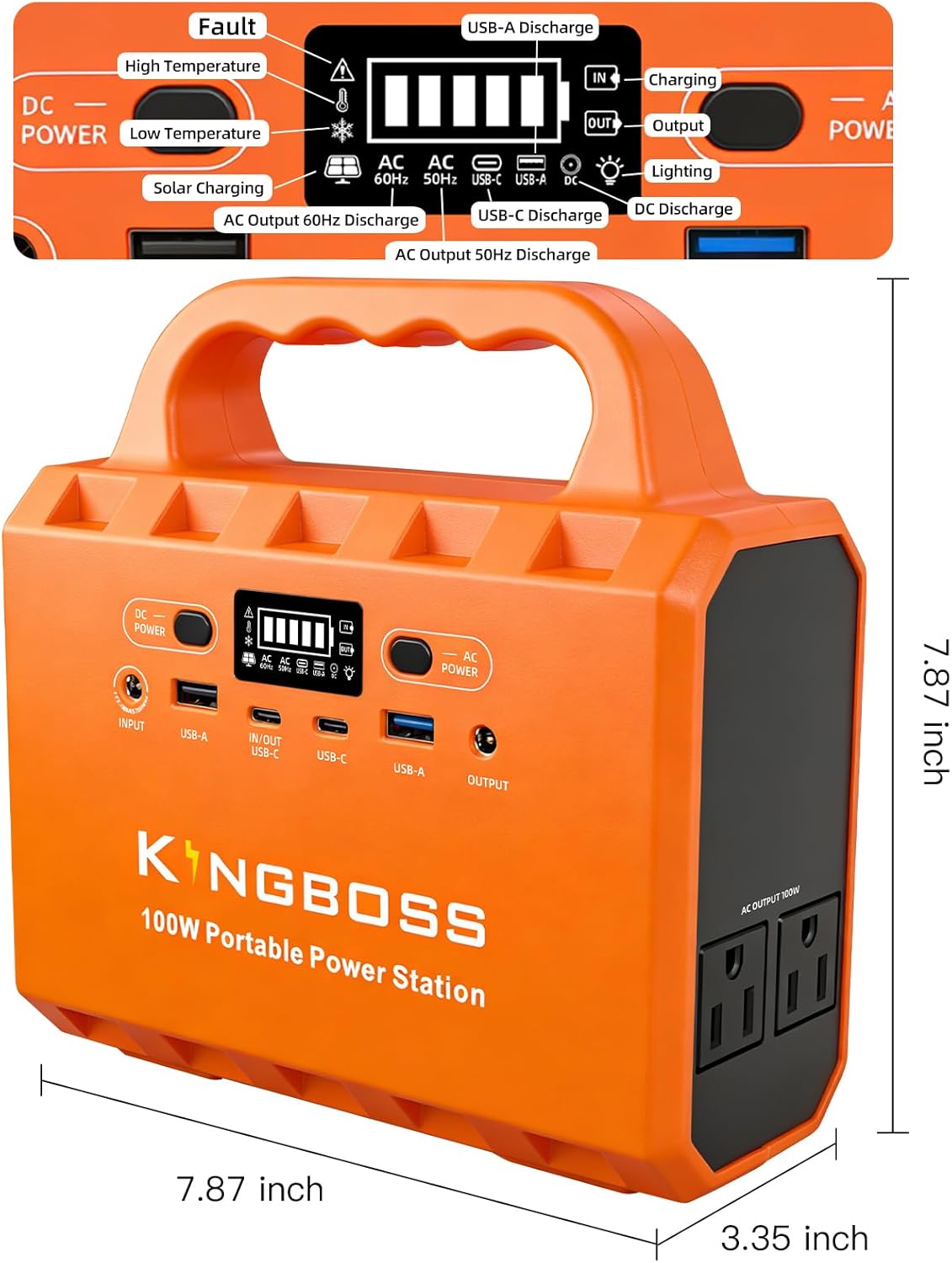 KINGBOSS 100W Portable Power Station, 96Wh LiFePO4 Battery Small Generator Ultra-Light, 65W Fast Charging 3000+ Cycles Solar Power Bank AC/DC/USB-C/A Outputs for Camping Home Backup Outdoor