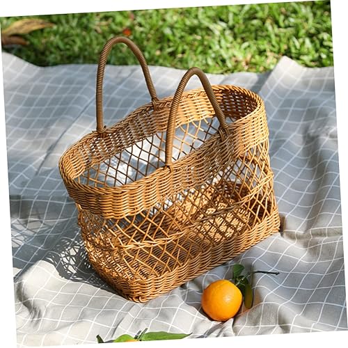 Miniatura 7 de Cesta tejida para comestibles Cesta de picnic Cesta de frutas portátil Suministros diarios