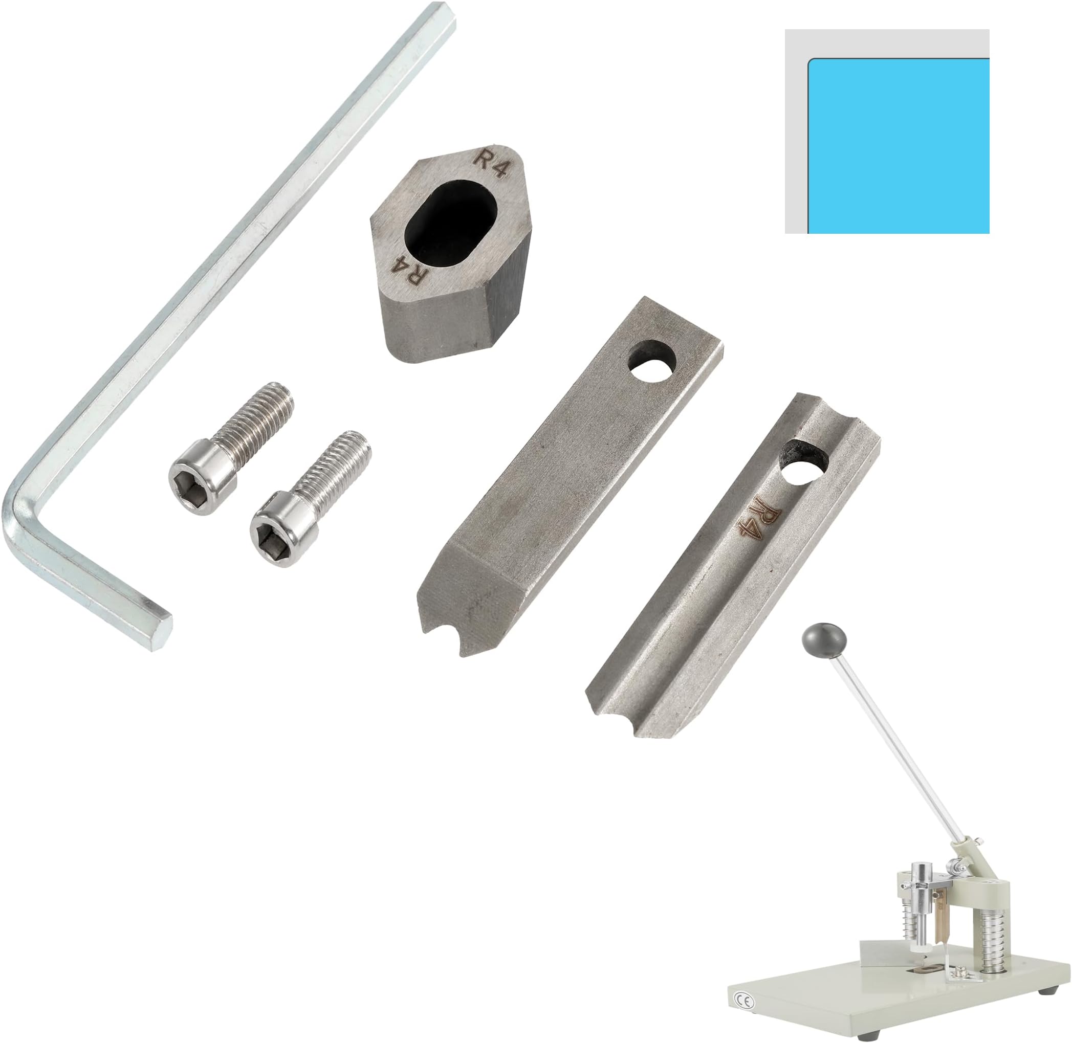 IRONWALLS R4mm Replacement Blades for Corner Rounder Machine, 5/32” 4mm Radius Die Blade Set with 2pcs Upper Blade & 1pc Bottom Blade for Metal Sheet Paper Corner Rounder Cutter Machine