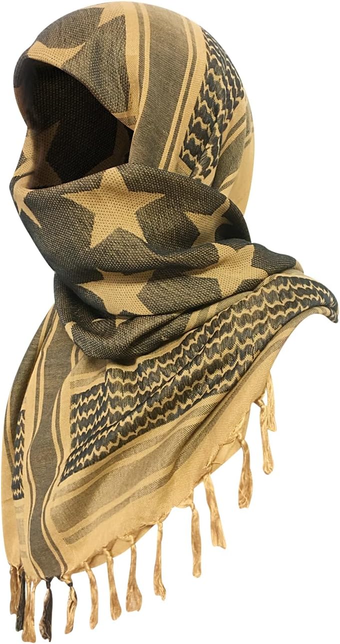 Cotton Desert Scarf Military Tactical Shemagh Keffiyeh HeadScarf Arab Wrap Outdoors Tassel Scarves for Men/Women