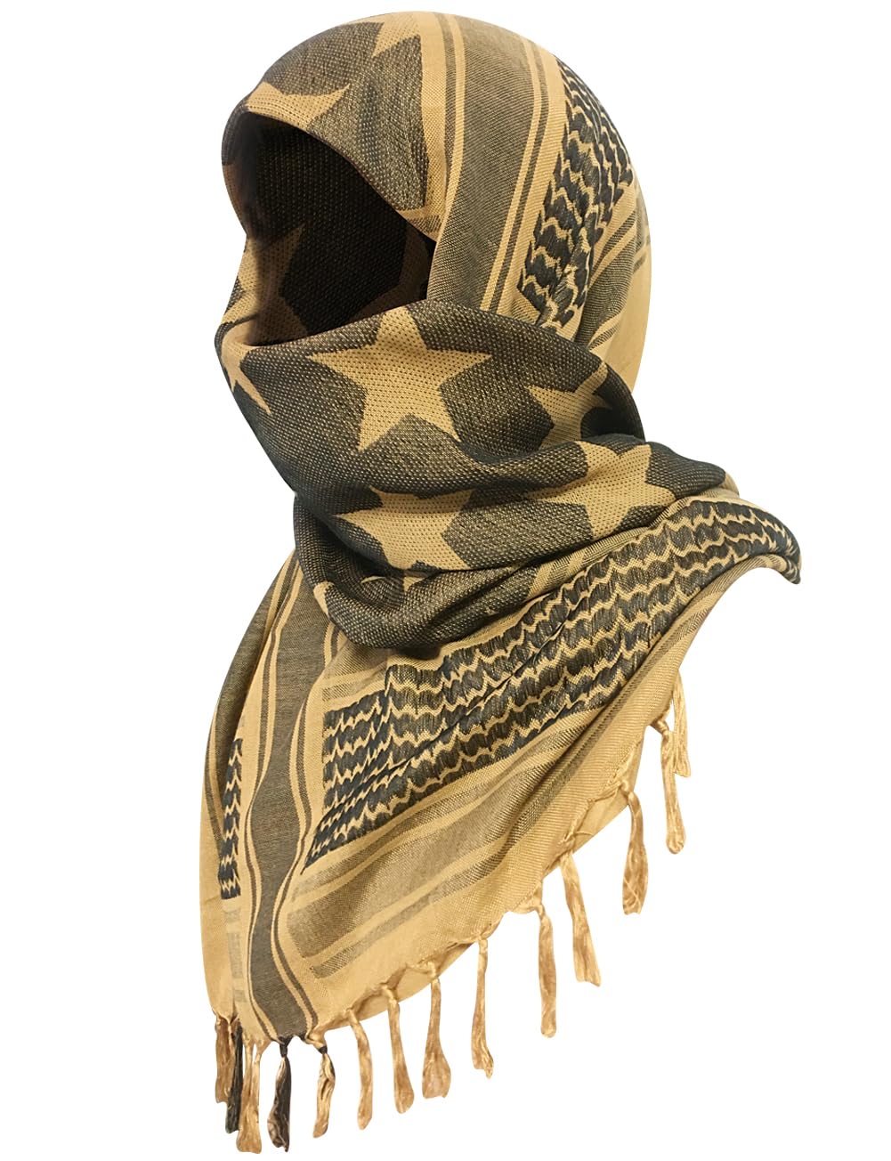 Cotton Desert Scarf Military Tactical Shemagh Keffiyeh HeadScarf Arab Wrap Outdoors Tassel Scarves for Men/Women