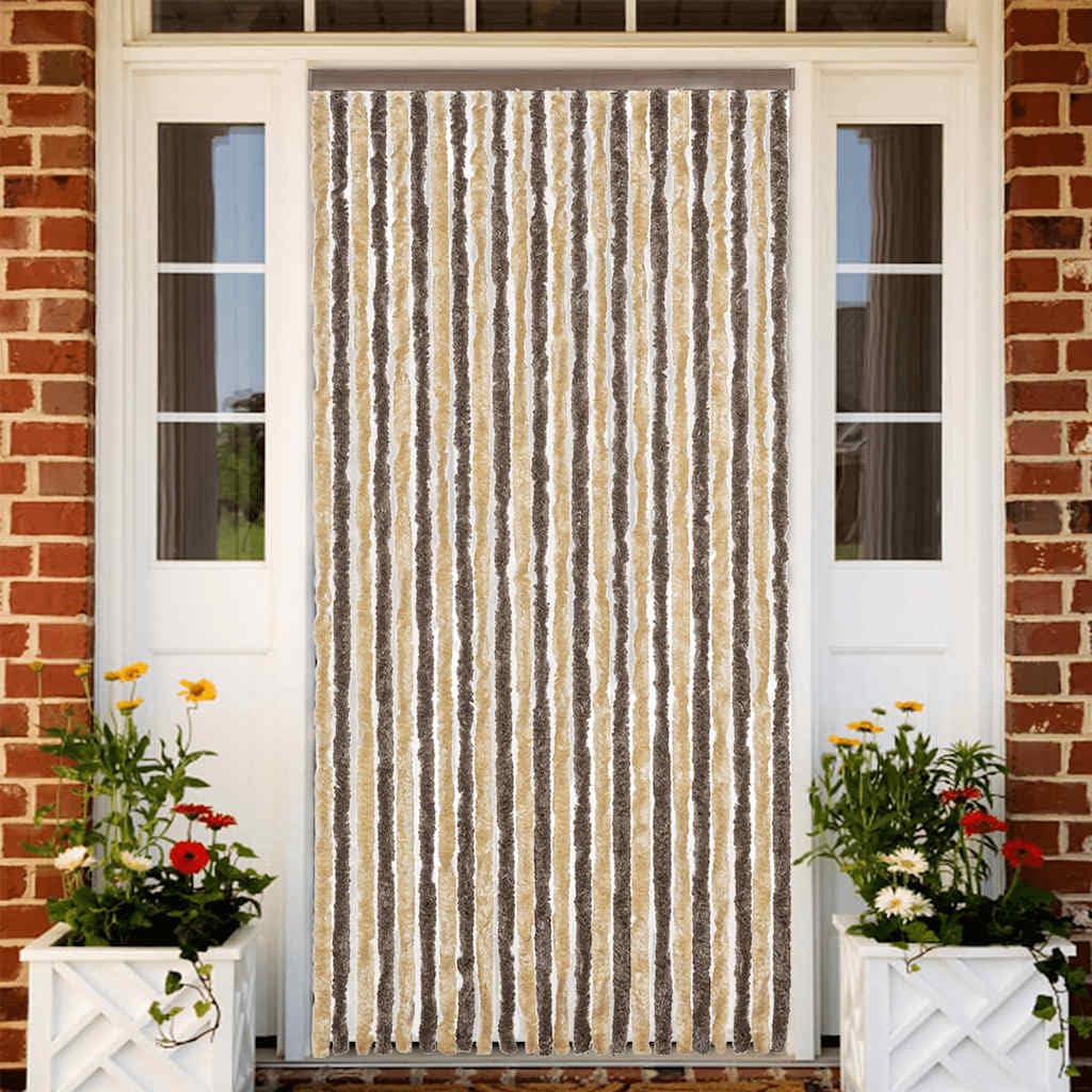 Zasłona przeciw muchom Chenille 100x220 cm Ciemny Brązowy Beżowy
