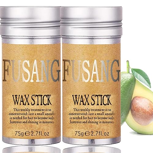 Fusang 2 barras de cera para el cabello, barra deslizante para el cabello, no grasa, barra de cera de pomada de pelo suave de larga duración para