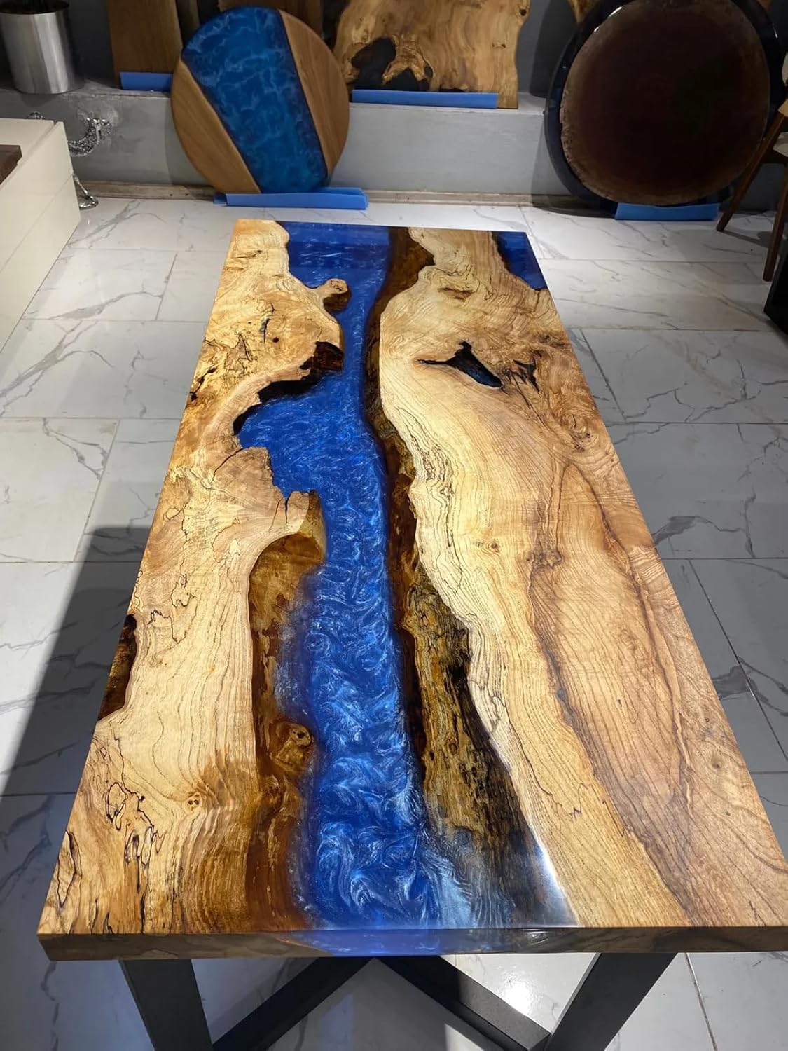 Blue Ocean Look Epoxy Resin Dining Table Coffee Table End