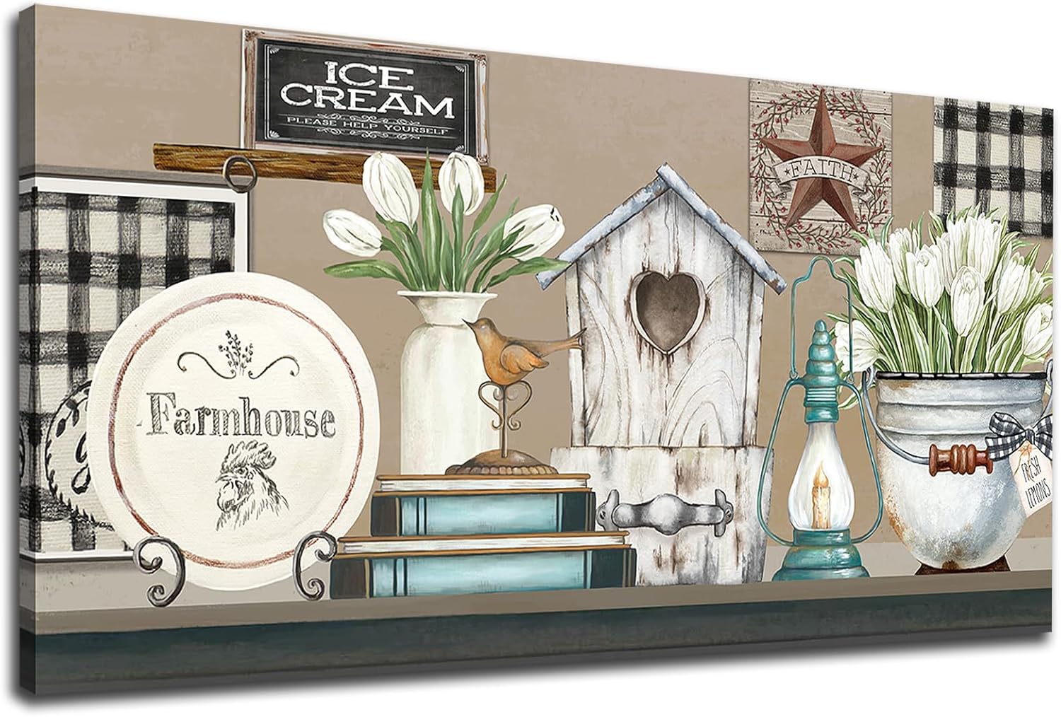 Amazon.com: NINEASO Kitchen Wall Art Canvas - Rustic Country Pictures ...