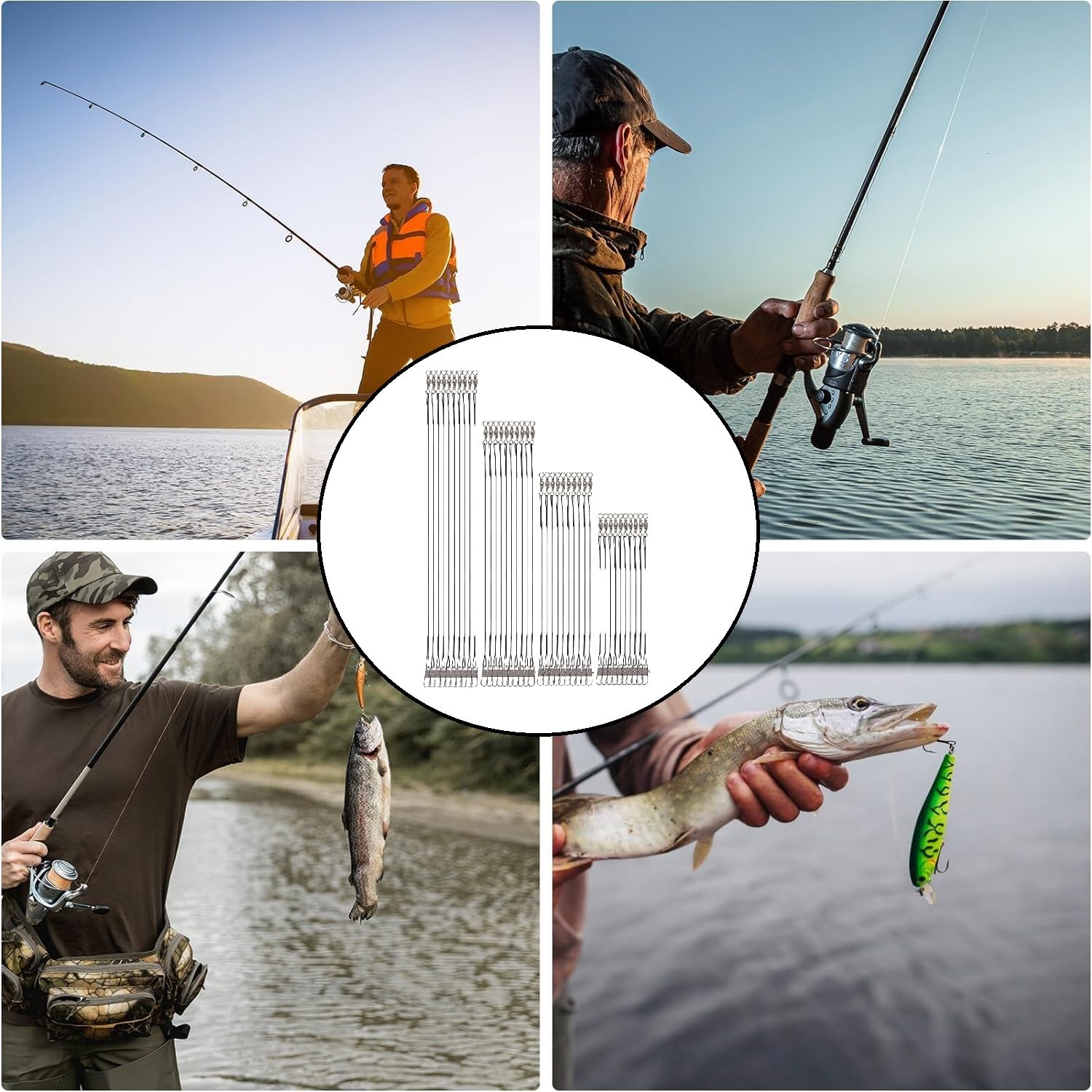 Leader Filo Acciaio Pesca 40Pz Lenze Inox Anti-Morso 15-30cm