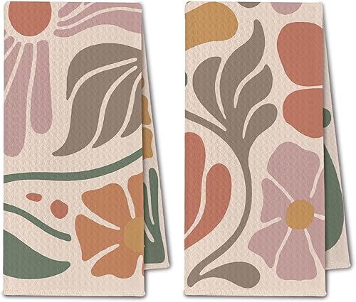 Miniatura 9 de Toallas de cocina abstractas bohemias, color beige y negro, Groovy 70, estilo botánico, retro, paño de secado para cocina, toallas de mano modernas