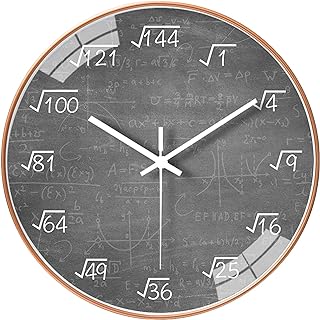 12 Inch Math Wall Clock Silent Non Ticking Movement Quality Quartz Wall Clock for Home/Kitchen/Office/Classroom/School/Living Room Wall Decorations (Gray)