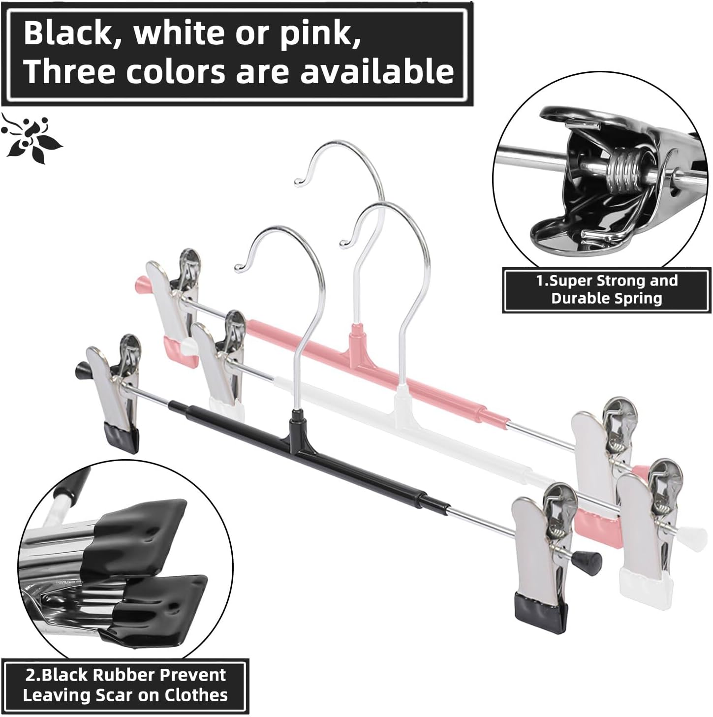 Non-Marking Anti-Slip Pants Hanger, Space-Saving Pants and Skirt Clip, Jeans and Long Pants Hanger, Clothes Clip for Various Shorts and Casual Pants, Durable. (20, Pink)