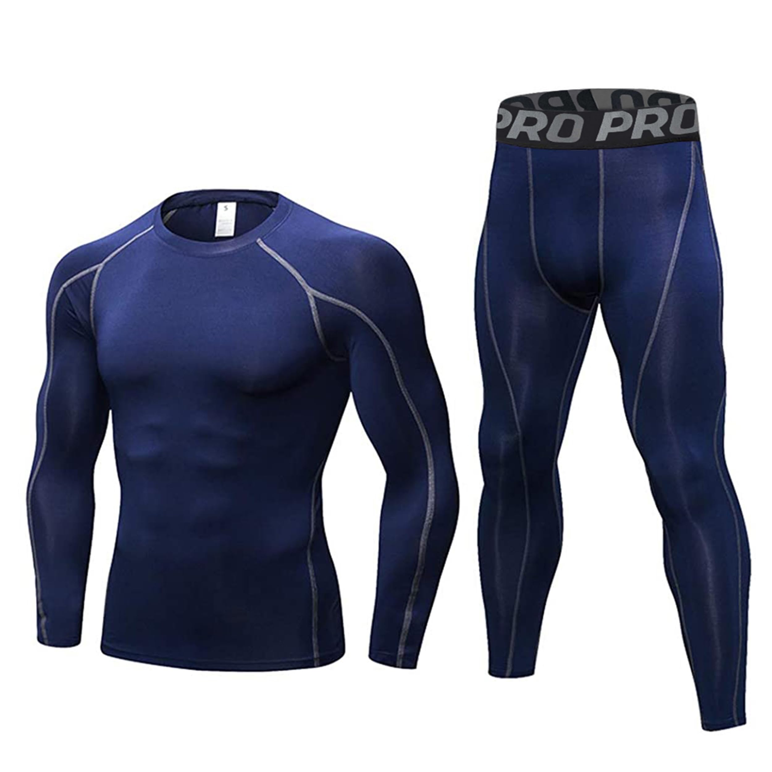 Ensemble de sous-vêtements Thermiques Homme en Compression Haut Manches Longues & Pantalon Respirant pour Ski Cyclisme et Sport d'hiver Garde au Chaud