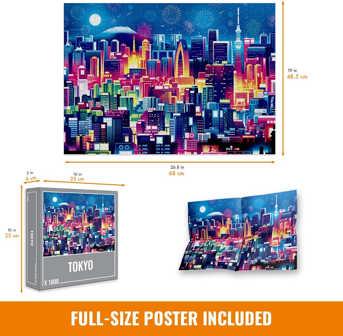 Cloudberries Tokyo Puzzle: Jigsaw Puzzles for Adults 1000, Japan Puzzle with Cool Tokyo Skyline, 1000 Piece Jigsaw Puzzles for Adults