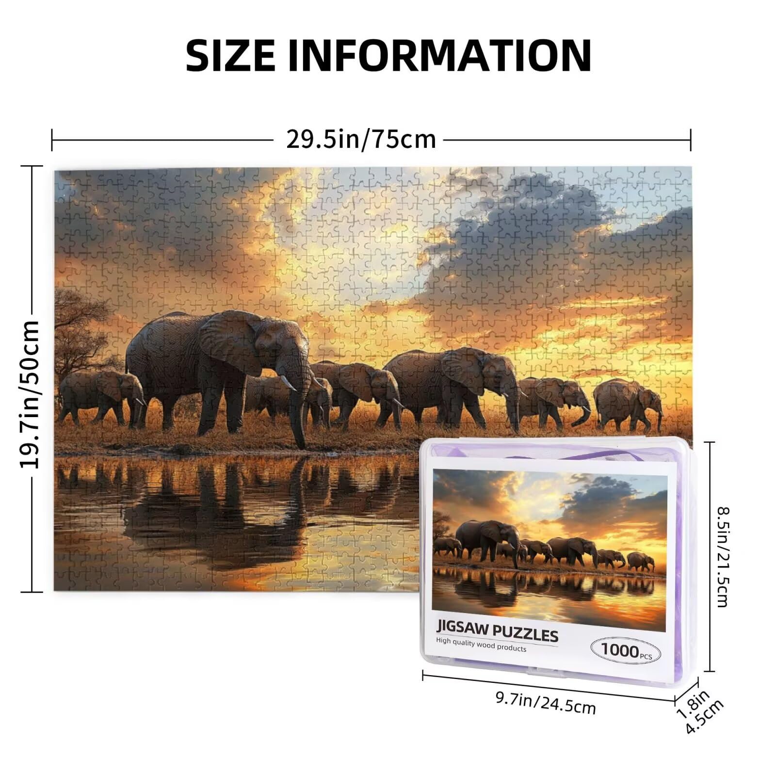 Puzzle Elefant Puzzle 3000 Teile Wiese Puzzles Erwachsene mit Geschenkbox, DIY Groß Holzpuzzle für Erwachsene, Geschicklichkeitsspiel für Die Ganze Familie Geschenke für Frauen 81 x 122 cm -85y
