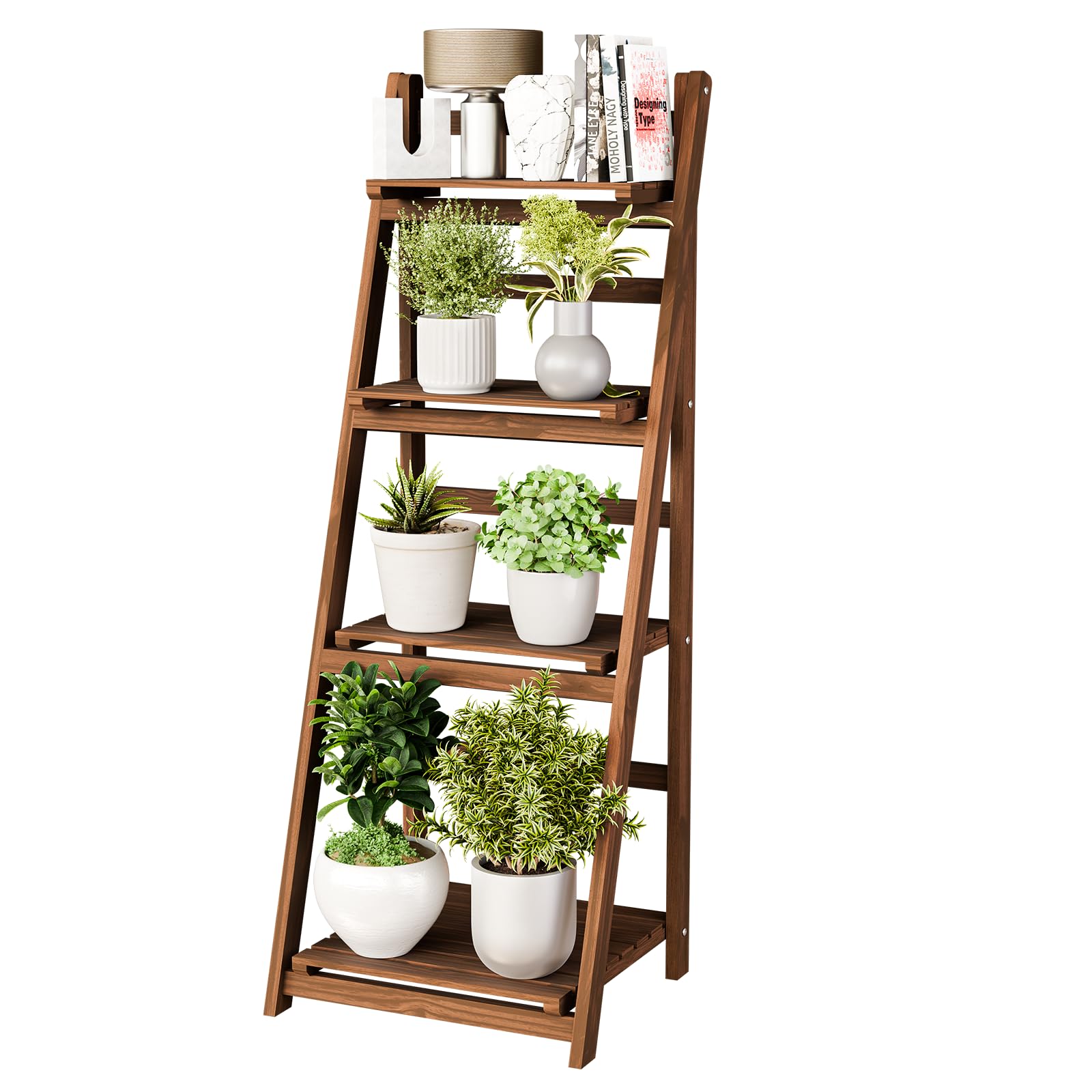 Idzo WR1Q Plant Stand, Ladder Shelf Brown
