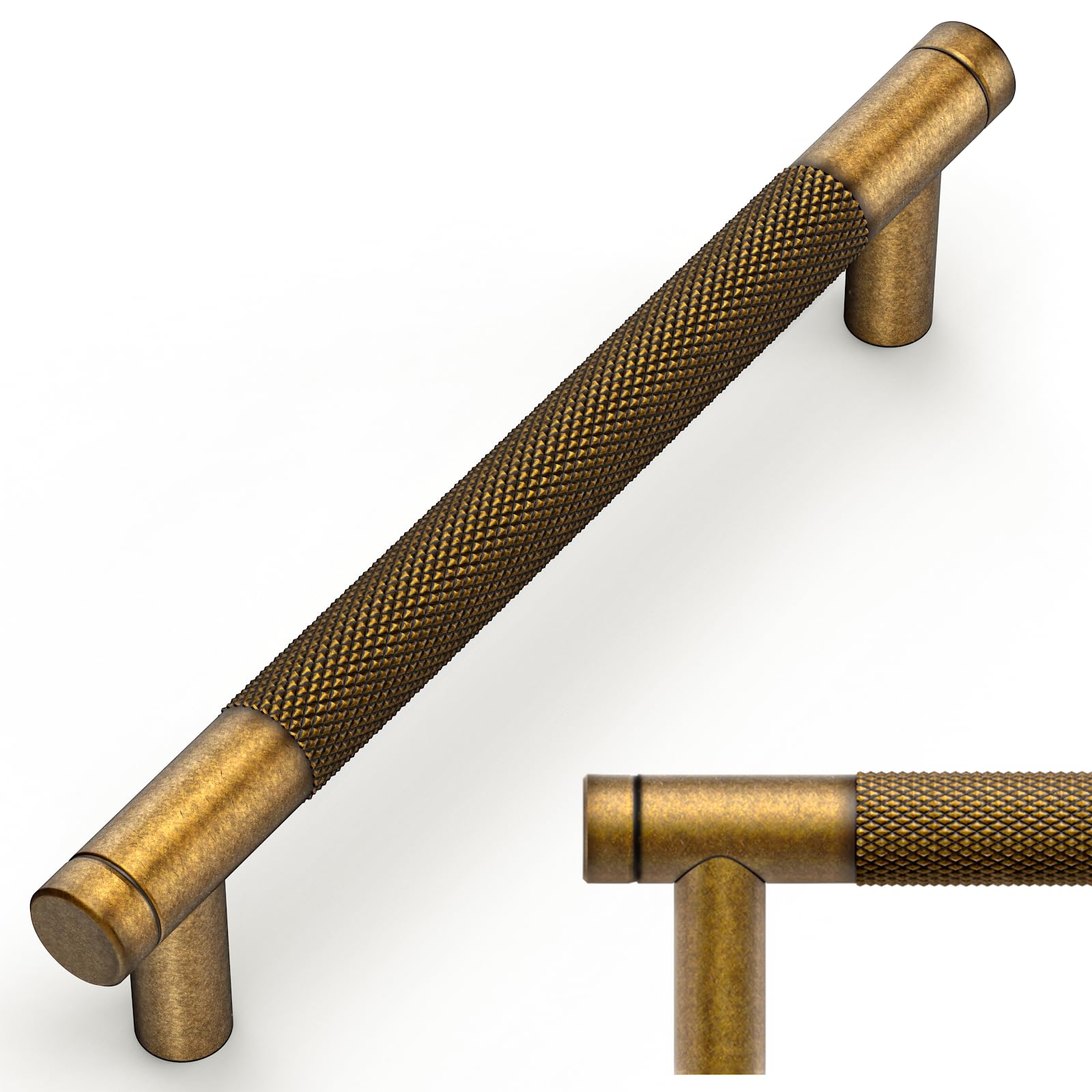Amerdeco 10 Pack Antique Brass Cabinet Pulls 5 Inch(128mm) Hole Center Drawer Pulls Cabinet Hardware Kitchen Cabinet Handles for Bathroom AM003- — image 1