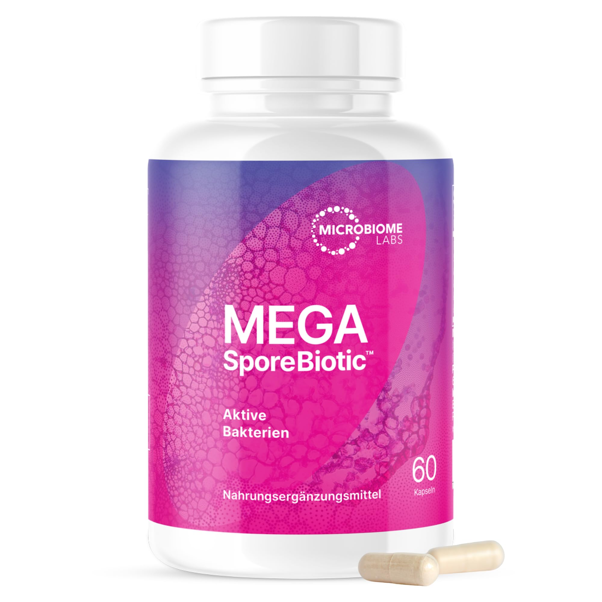 Microbiome Labs MegaSporeBiotic – Sporenbasiertes Probiotikum mit 4 Bacillus-Stämmen, aktive Bakterien für Männer & Frauen, vegan, zur Unterstützung der Darmflora, lagerstabil, 60 Kapseln