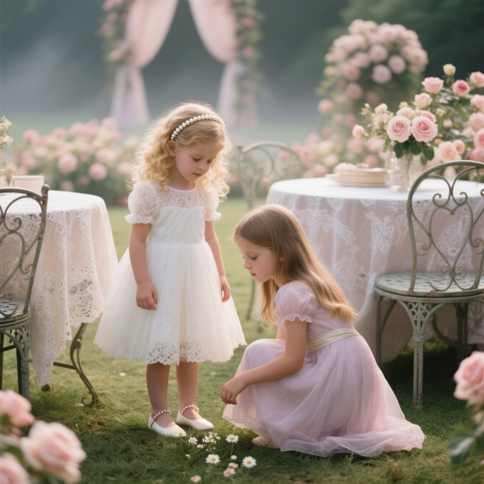 THEE BRON Flower Girl Shoes for Weddings Pearl Ballet Flats with Adjustable Bows & Soft Sole(AF402 Toddler,Ivory/7M)