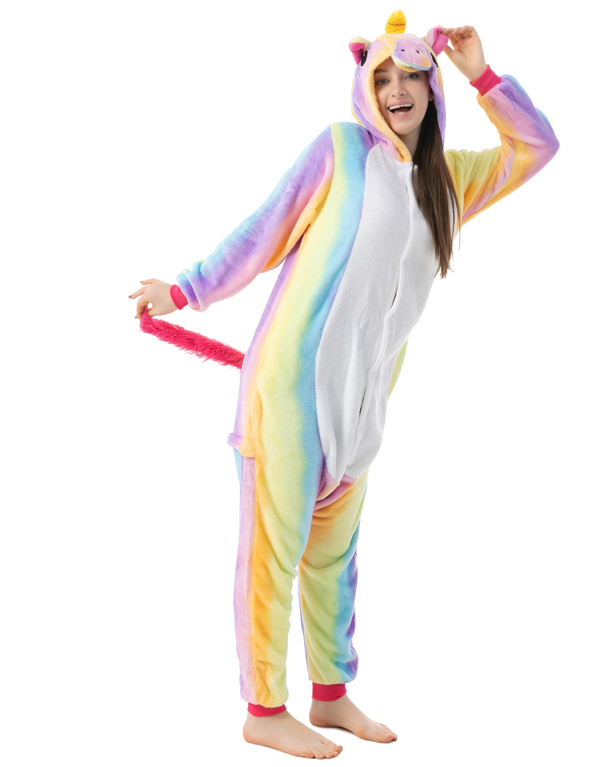 Katara 1744 Kigurumi Unisex Adulti Costume Animale Pigiama intero  Carnevale, Unicorno Arcobaleno, 145-155cm : Amazon.it: Moda