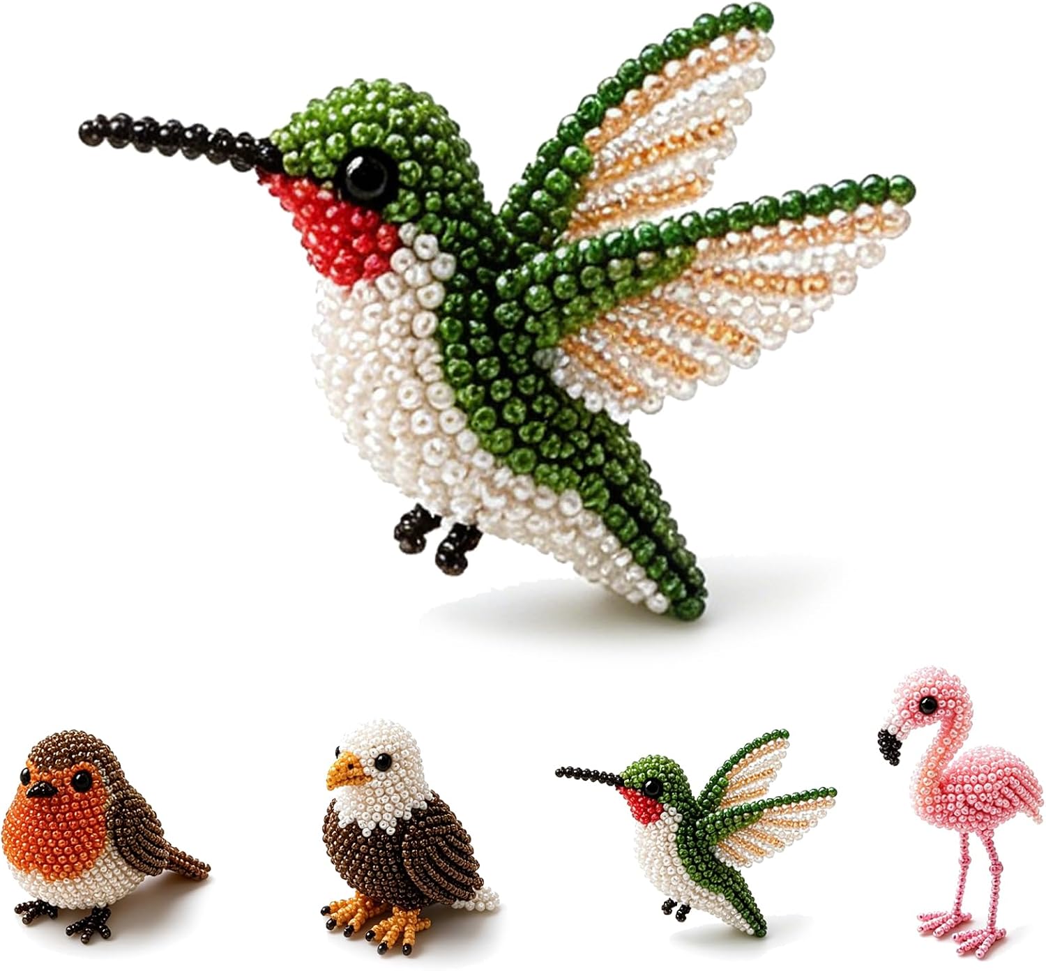 DIY Bird Beading Kit,DIY Animal Beading Kit for Adults,Cute Bead Craft Animal Set with Colorful Beads and Instructions,Handmade 3D Creative Jewelry Art Weaving Kit for Beginners (#1)