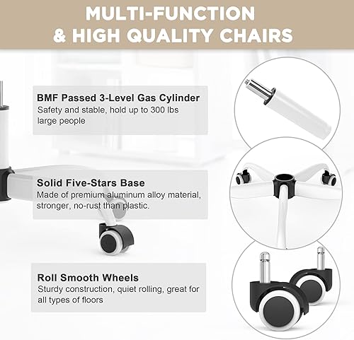 Miniatura 7 de Mimoglad Office Chair High Back Ergonomic Desk Chair with Adjustable Lumbar Support and Headrest Swivel Task Chair with flip-up Armrests for Guitar