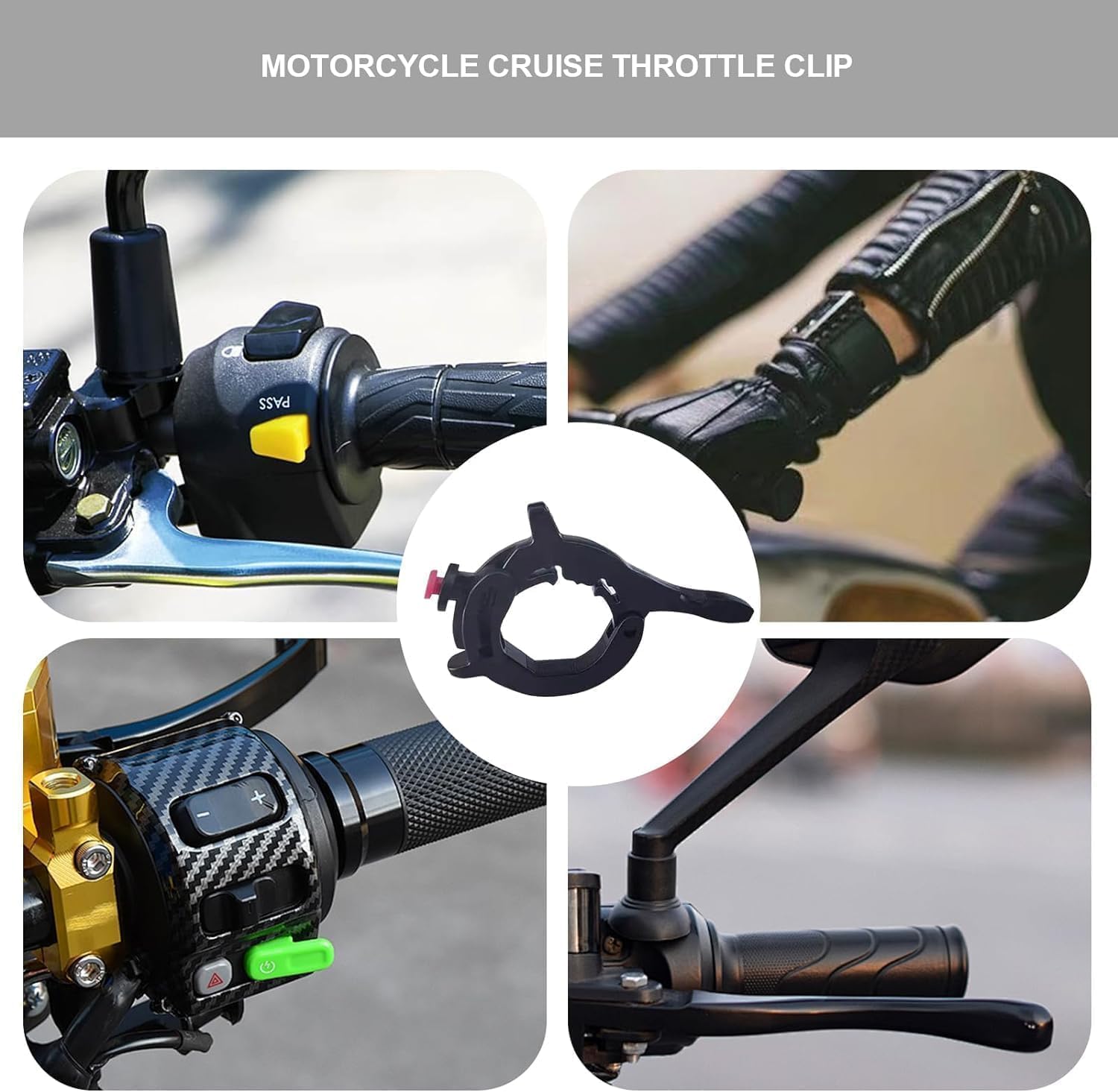 Throttle Cruise Control, Motorcycle Cruise Control Throttle Clamp, Electric Vehicle Booster Accessories, Motorcycle Accessories Universal,Throttles Accessories Levers（Black）