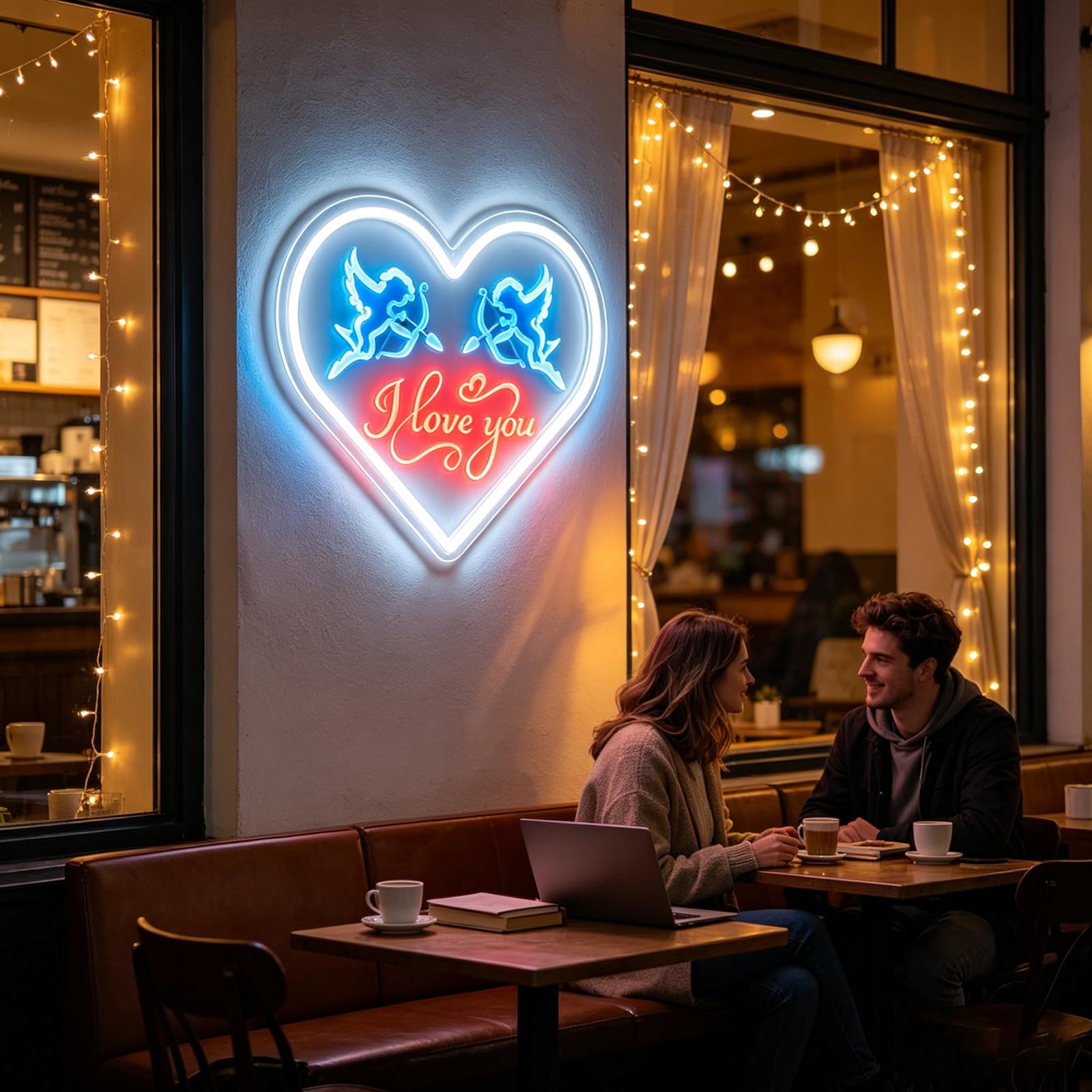 Kształt serca 'I Love You' neonowy znak ścienny wiszący ściemniany zasilany przez USB przezroczysty akrylowy romantyczny neonowy znak LED wewnątrz para dekoracja ścienna znaki LED na randkę