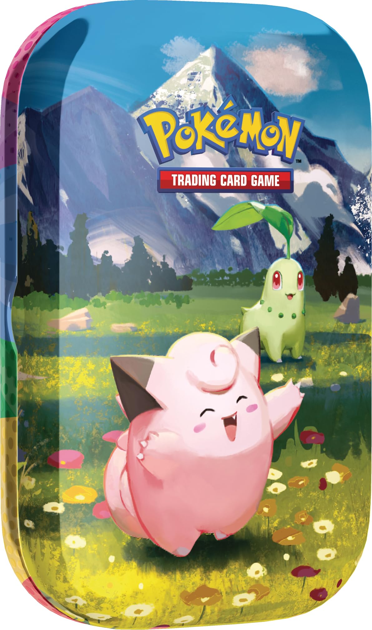 Pokémon: Minilata Megaevolución-Héroes Ascendentes: Clefairy y Chikorita (1 Pegatina, 1 Tarjeta Pokémon ilustrada y 2 Sobres de Mejora)