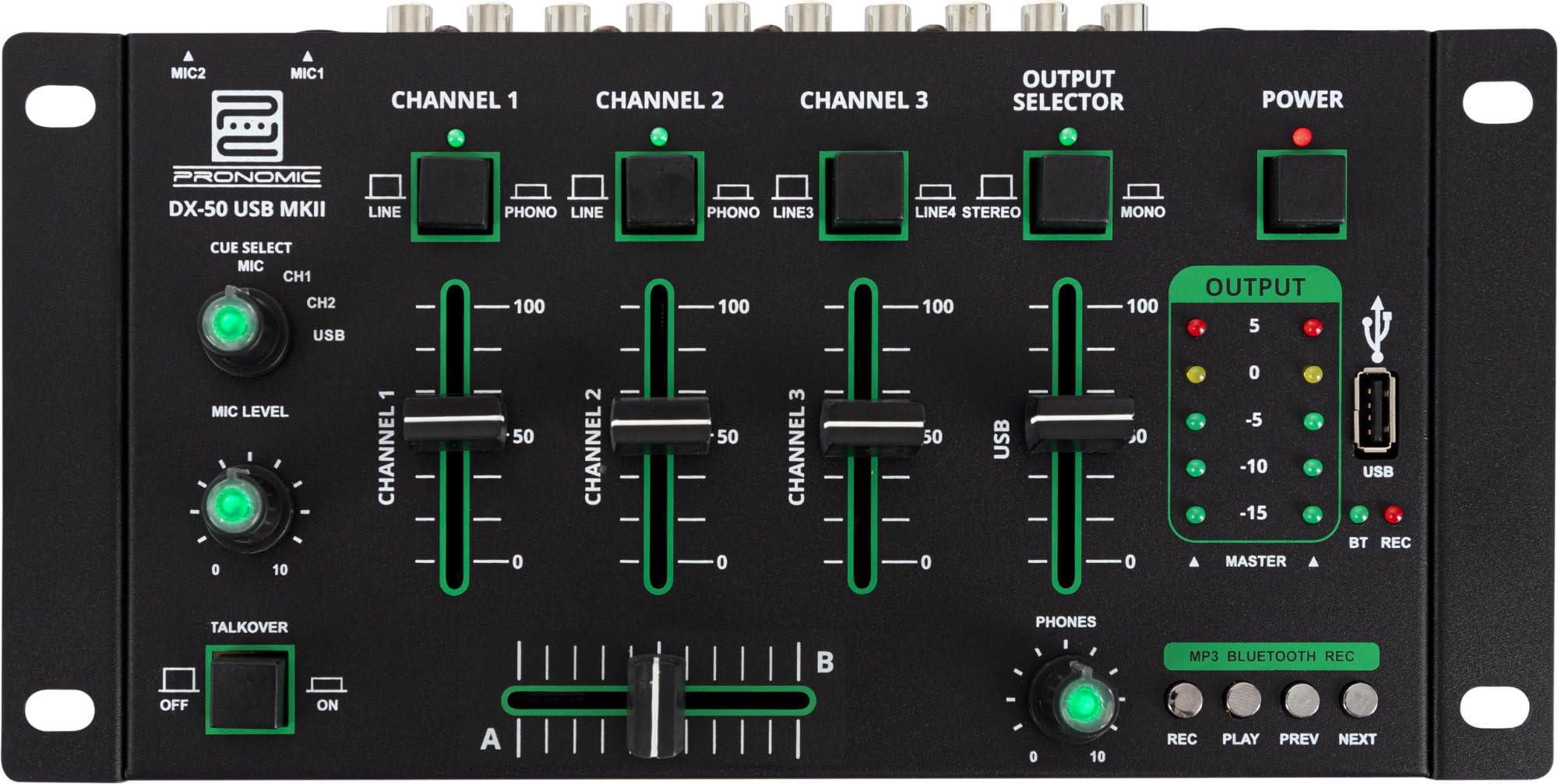 Pronomic DX-50 USB MKII – 4-Kanal DJ-Mixer mit Bluetooth