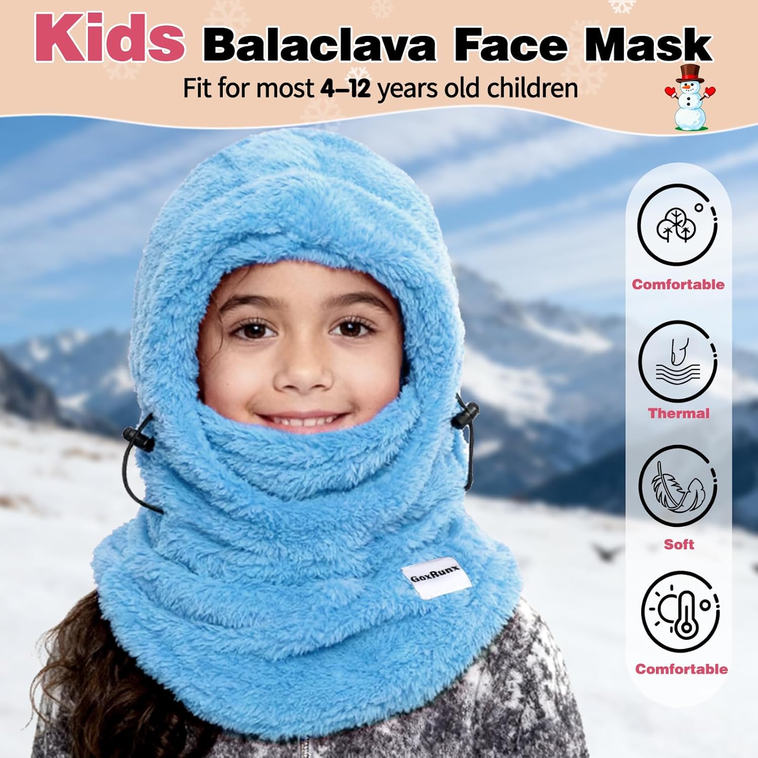 Kids Balaclava Ski Mask Windproof Hooded Face Mask Thermal Fleece Winter Hat for Boys Girls - Image 4